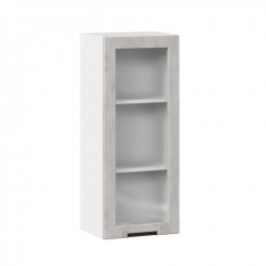Шкаф кухонный 400 высокий со стеклом Джамис ЛД 296.420.000.026 Белый Белый камень